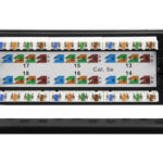 Patch panel kategoria 5e 19 cali 1U 24xRJ45 UTP czarny z organizerem kabli