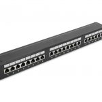 Category 5e 19-inch 1U 24xRJ45 FTP Patch Panel black with shelf