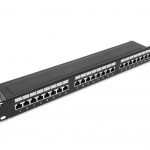 Category 6 19-inch 1U 24xRJ45 FTP Patch Panel black with shelf