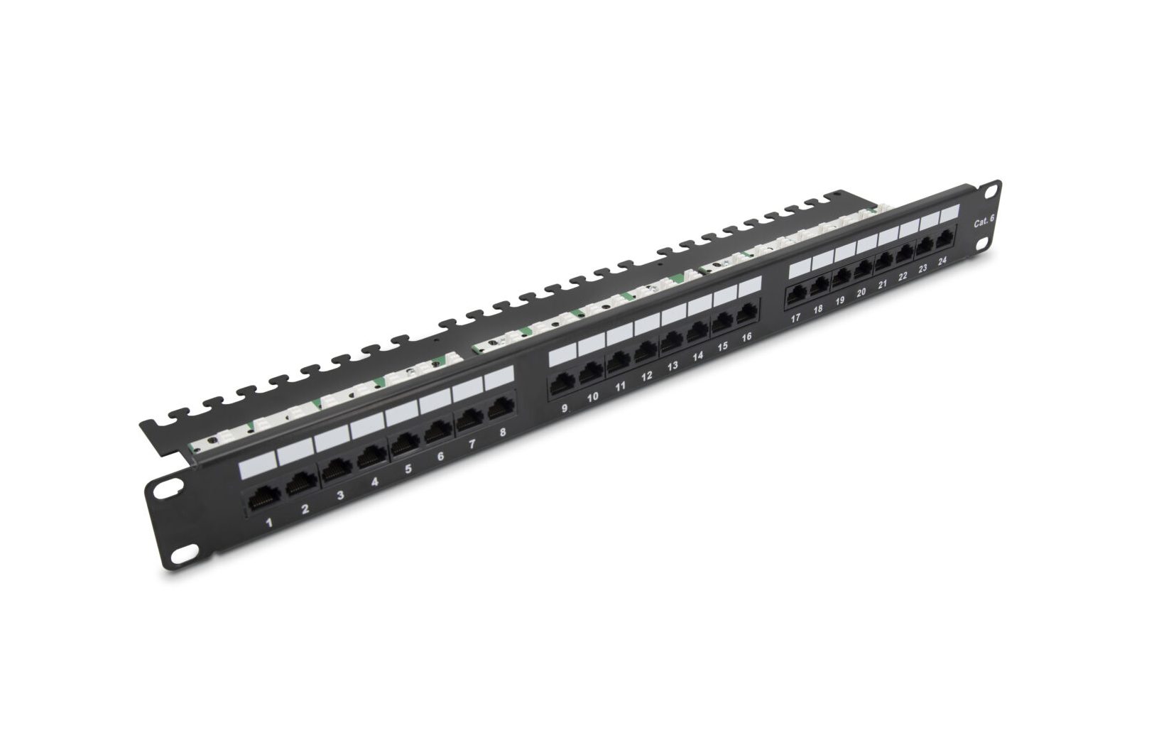 Patch panel kategoria 6 19 cali 1U 24xRJ45 UTP czarny z półką