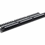 Patch panel kategoria 5e 19 cali 1U 24xRJ45 UTP czarny z półką