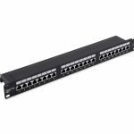 Category 6 19-inch 1U 24xRJ45 UTP Patch Panel black with shelf