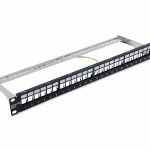Patch panel niewyposażony 19 cali 1U 24 porty, czarny
