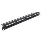 Patch panel kategoria 5e 19 cali 1U 24xRJ45 UTP czarny z organizerem kabli