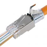 RJ45 cat. 6A STP pass-through connector for AWG 22-23