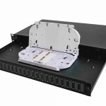 19″ 1U fiber optic distribution panel, 24x SC simplex/LC duplex, equipped