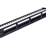 Category 6 19-inch 1U 24xRJ45 UTP Patch Panel black with cable-mounting bracket