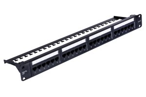 Patch panel kategoria 6 19 cali 1U 24xRJ45 UTP czarny