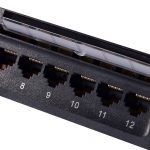 Category 6 19-inch 1U 24xRJ45 UTP Patch Panel black with cable-mounting bracket