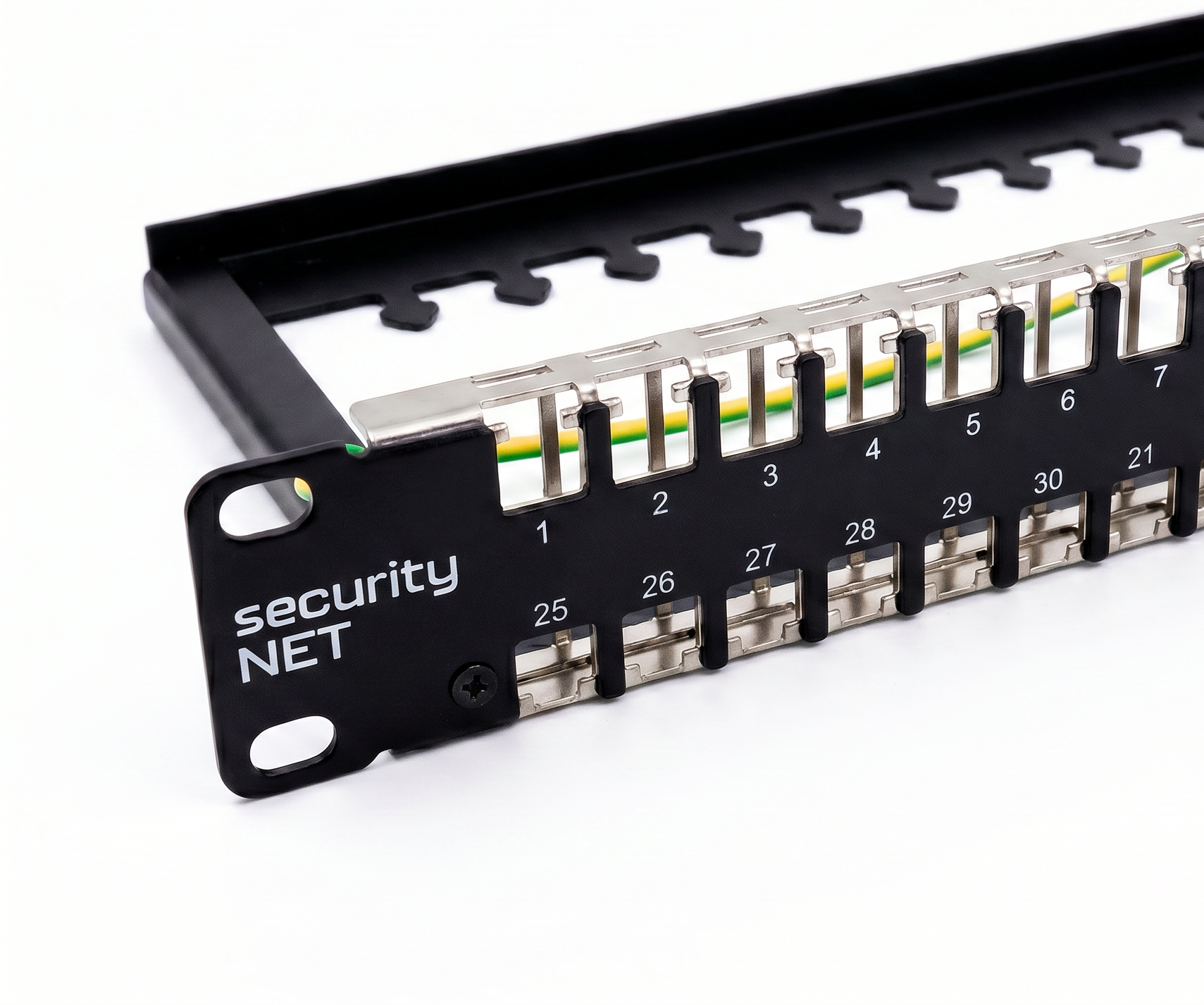 Patch panel niewyposażony 19 cali 1U 48 portów, czarny z organizerem kabli